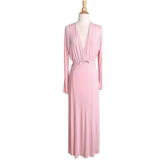 I. MAGNIN Vintage 1970s Pink Modal Maxi Night Dress – Loungewear Glam Size Small - Picture 2 of 16